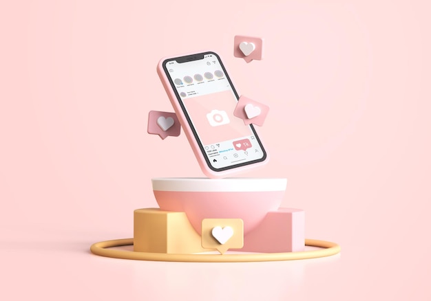 Instagram on Pink Mobile Phone Mockup