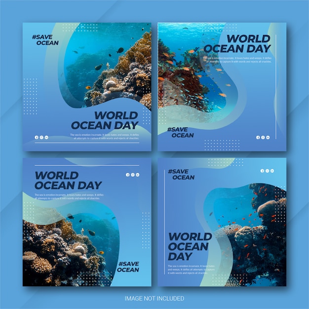 Instagram Post Bundle World Oceans Day Template