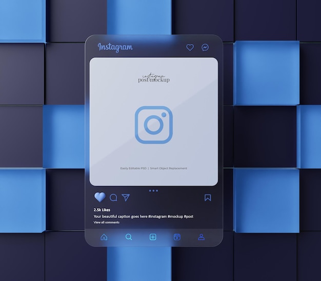 PSD instagram post mockup 3d rendered scene