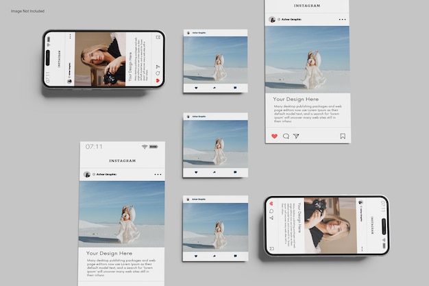 instagram post mockup and instagram story