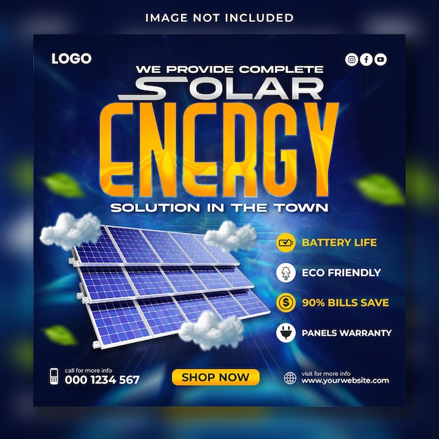 instagram post template and social media banner Solar energy