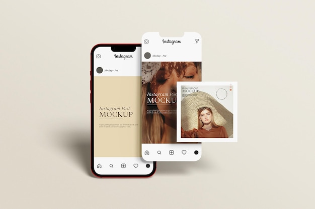 Instagram post with mobile phone mockup