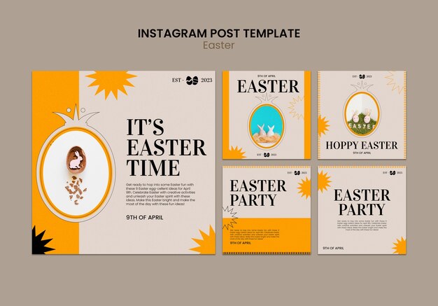 PSD instagram posts collection for easter celebration