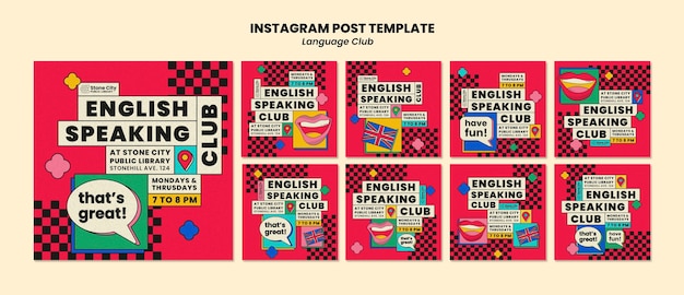 Instagram posts collection for english language club