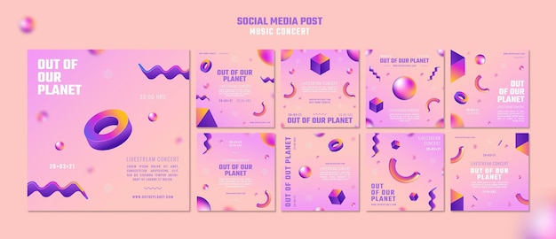 PSD instagram posts collection of out of our planet music concert