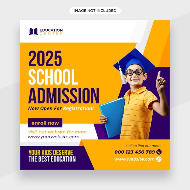 Instagram posts school admission banner or education banner or Facebook cover template