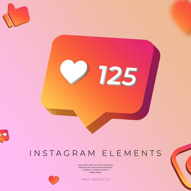 Instagram social media 3d render post comment likes