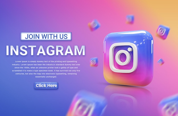 instagram social media marketing template banner social media marketing post with 3d icon