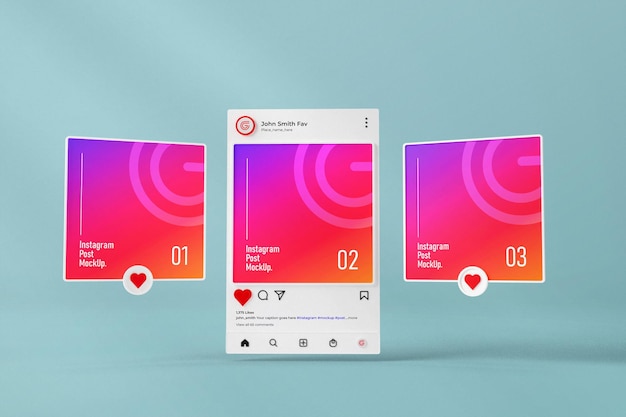 Instagram social media post mockup 3d rendered interface isolated