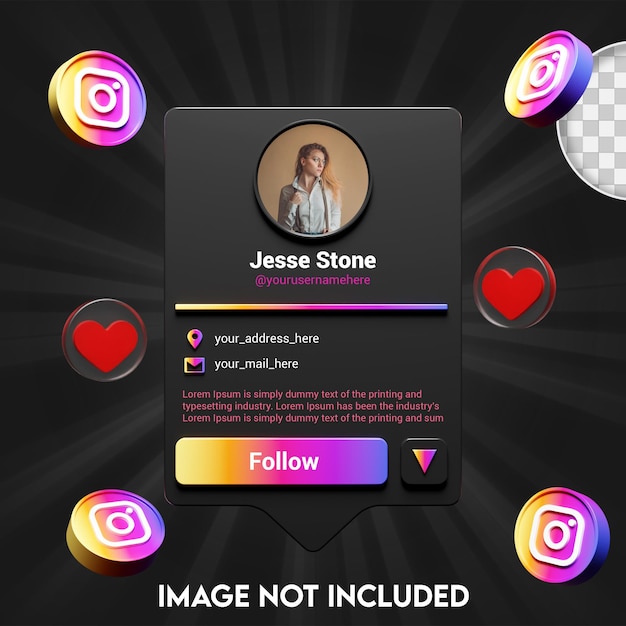 PSD instagram social media profile follow mockup