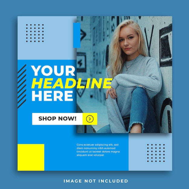 Instagram social media template with blue color