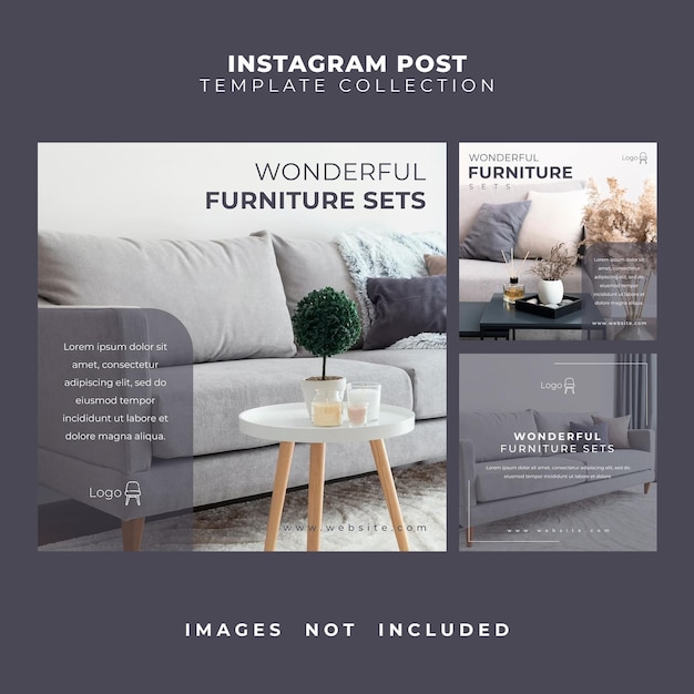 Instagram and Social Media Triple Post Template Collection Furniture