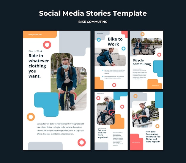 Instagram stories collection for bicycle commuting with male passenger