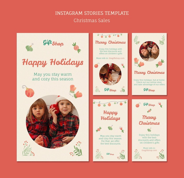 Instagram stories collection for christmas sale with children