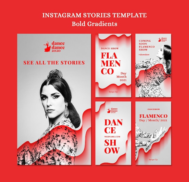 Instagram stories collection for flamenco show with female dancer