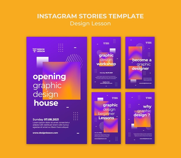 Instagram stories collection for graphic design lessons