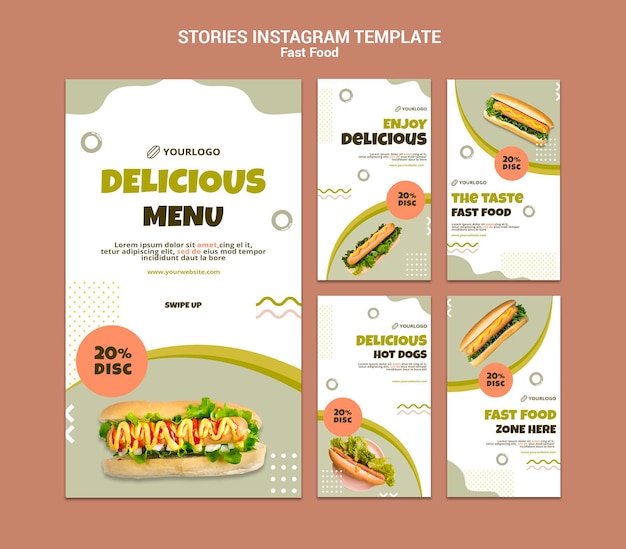 Instagram stories collection for hot dog restaurant