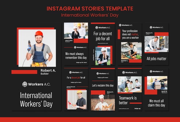 Instagram stories collection for internation worker's day celebration