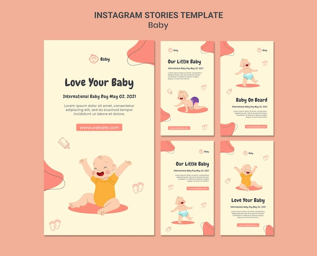 PSD instagram stories collection for international baby day