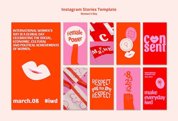 PSD instagram stories collection for international women's day