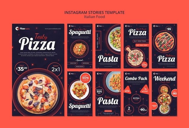 Instagram stories collection for italian food restaurant