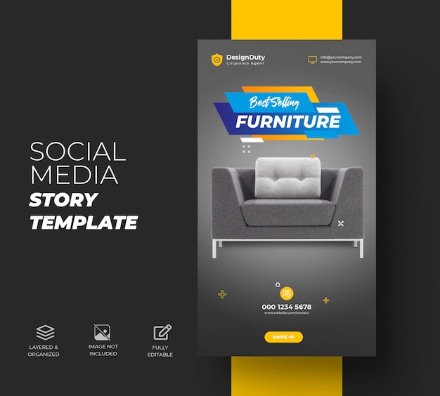 Instagram stories for exclusive furniture sale template