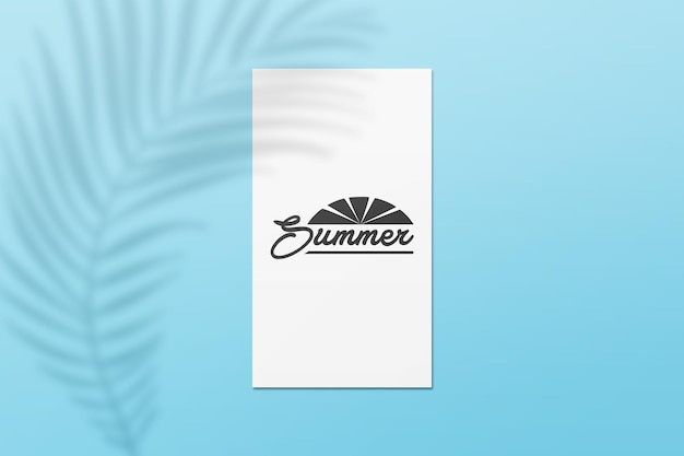 Instagram story summer card mockup with leaves shadow