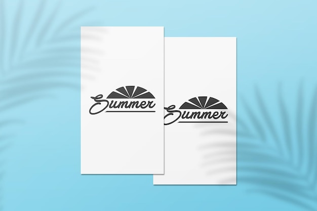 Instagram story summer card mockup with palm leaves shadow