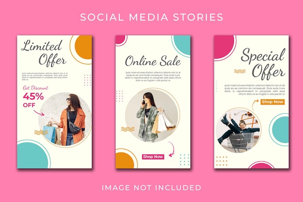 instagram story or vertical banner for online shop template set