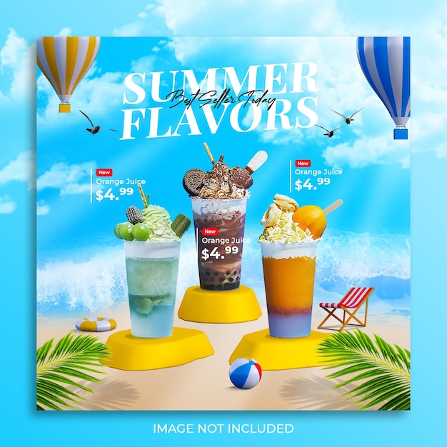 instagram summer drink banner template