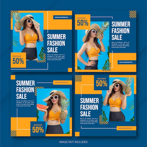 Instagram summer sale post template set