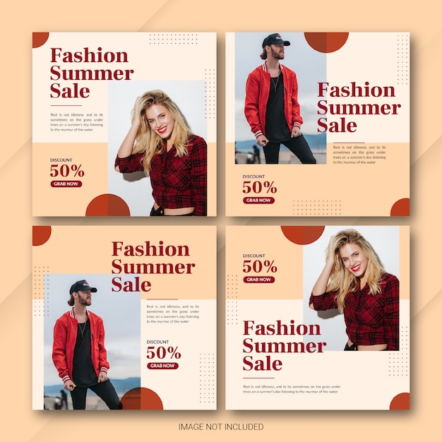 Instagram summer sale post template set