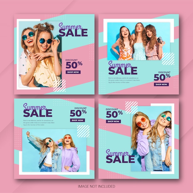 Instagram summer sale post template set