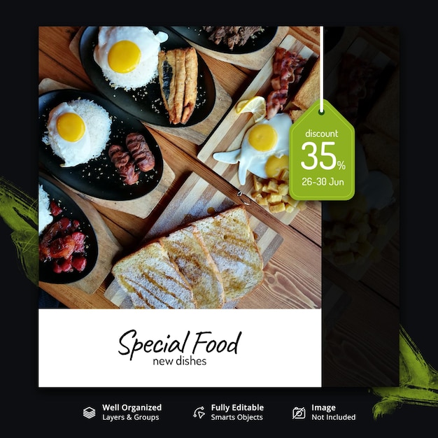 PSD instagram template for restaurant