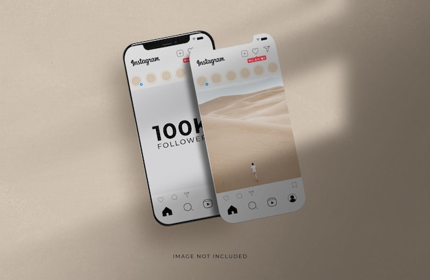 Instagram on white mobile phone mockup