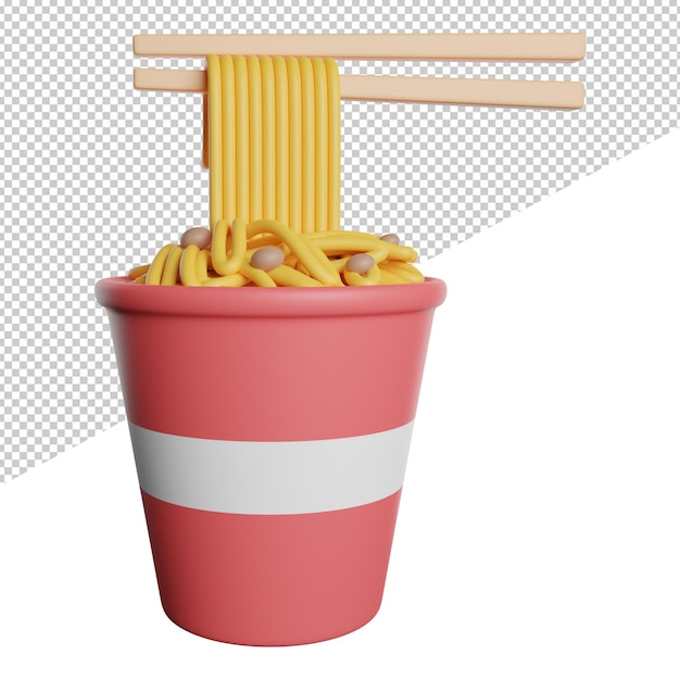 Instant Noodles Menu front view 3d rendering icon illustration on transparent background