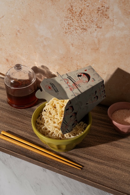 Instant ramen noodles packaging mock-up design