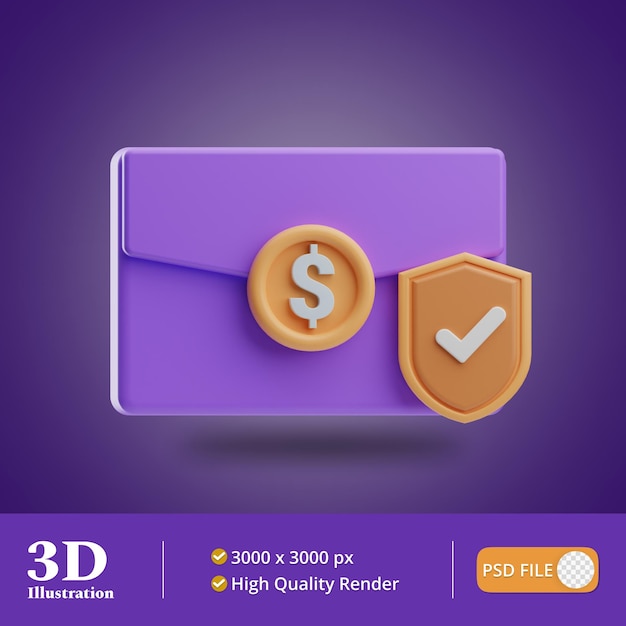 Insurance object secure payment illustration 3d