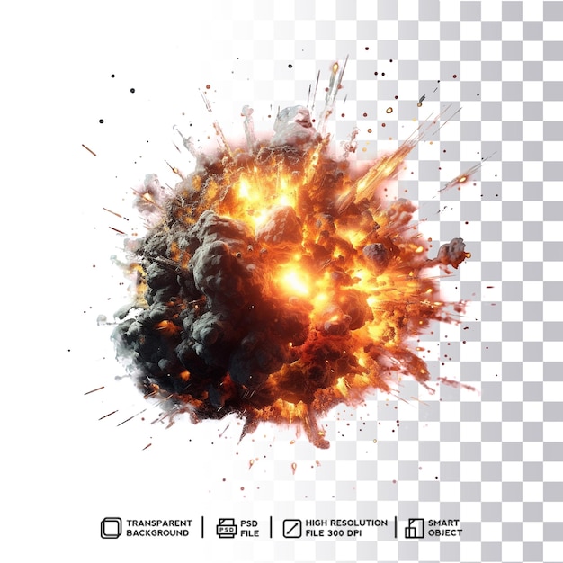 Intense PSD Explosion Effect Blast on Transparent Isolated Background