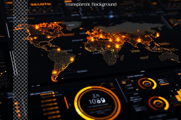 PSD interactive infographics utilize animations and transitions on transparent background