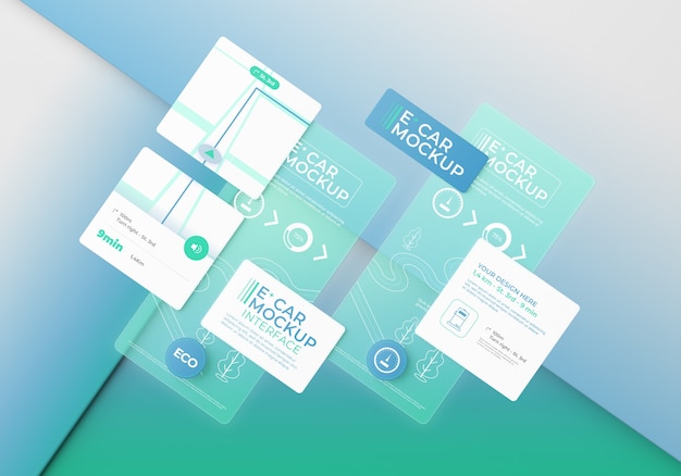 PSD interface mockup with glass effect