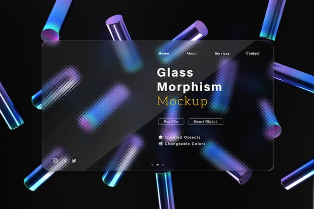 Interface presentation mockup glass effect mockup template.