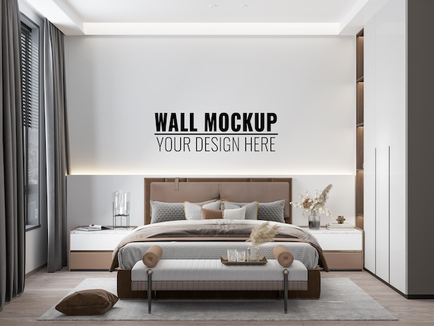 Interior Bedroom Wall Mockup