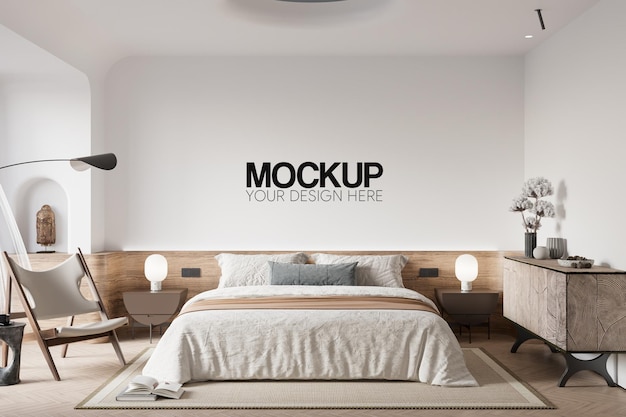 Interior Bedroom Wall Mockup