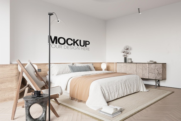 Interior Bedroom Wall Mockup