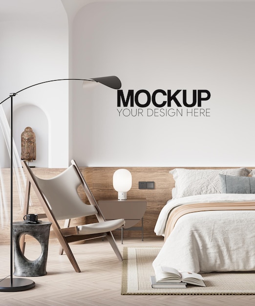 Interior Bedroom Wall Mockup