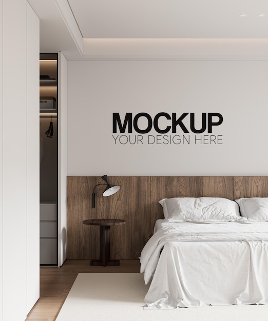 Interior Bedroom Wall Mockup