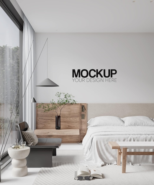 Interior Bedroom Wall Mockup