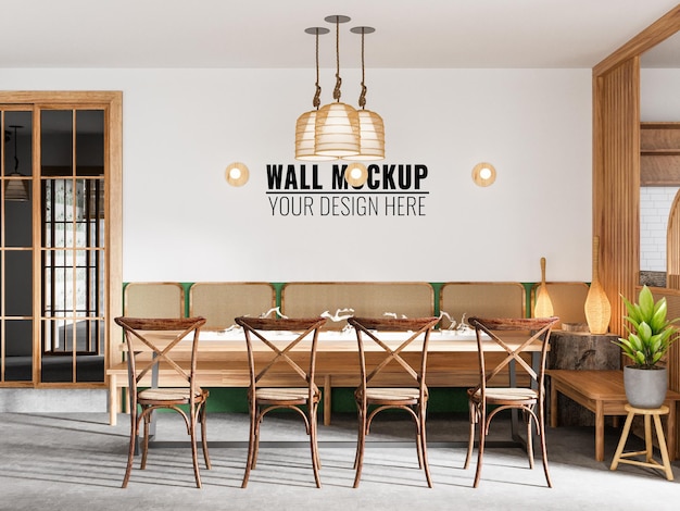 Interior Cafe Wall Mockup  3d Rendering 3d Illustration