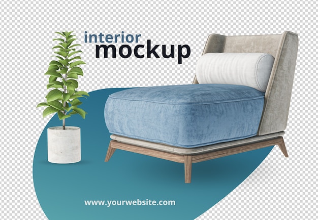 Interior decoration set in 3d rendering mockup